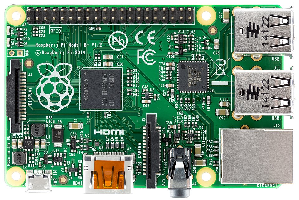 Raspberry Pi 1 Model B+ top view