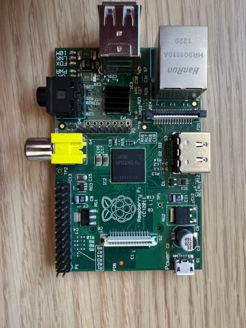 Raspberry Pi 1 Model B board top view